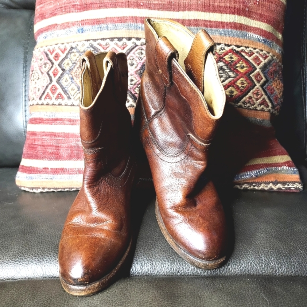 FRYE BILLY Brown Leather Ankle Boots